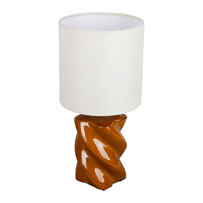 LAMPE NIRA CAMEL+BLANC D15.5XH31.5CM CERAMIQUE