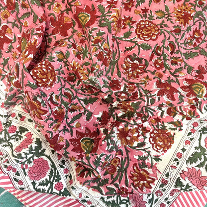 Nappe carrée blockprint Pink Summer 150x150