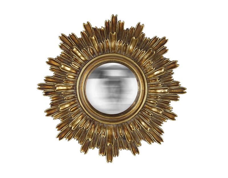 MIROIR AGATHE SOLEIL CONVEXE DORE 24CM