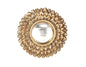 Miroir rond convexe doré avec contour pétales de fleurs 20 cm