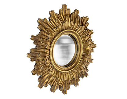 MIROIR AGATHE SOLEIL CONVEXE DORE 24CM