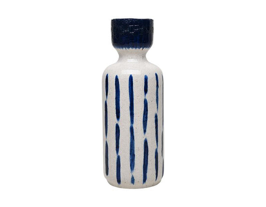 VASE CERAM MOTIF BLEU 9.7X26CM