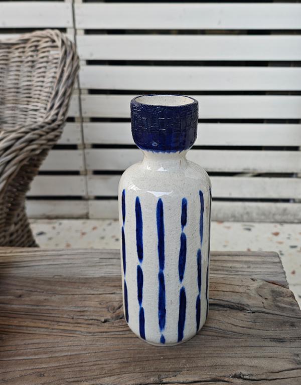 VASE CERAM MOTIF BLEU 9.7X26CM
