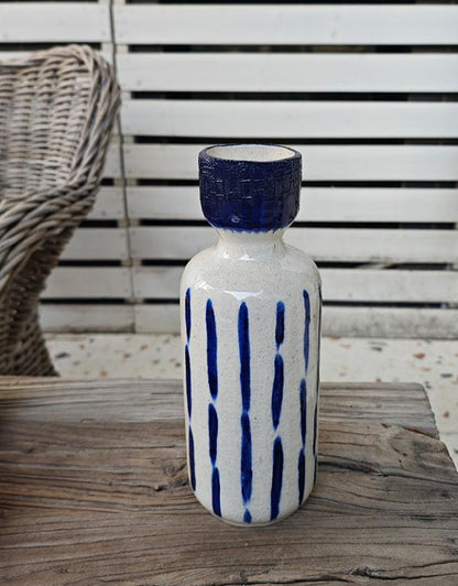 VASE CERAM MOTIF BLEU 9.7X26CM