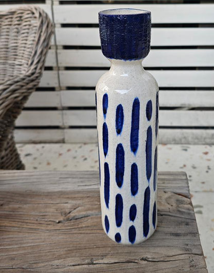 VASE CERAM MOTIF BLEU 9X34.5CM