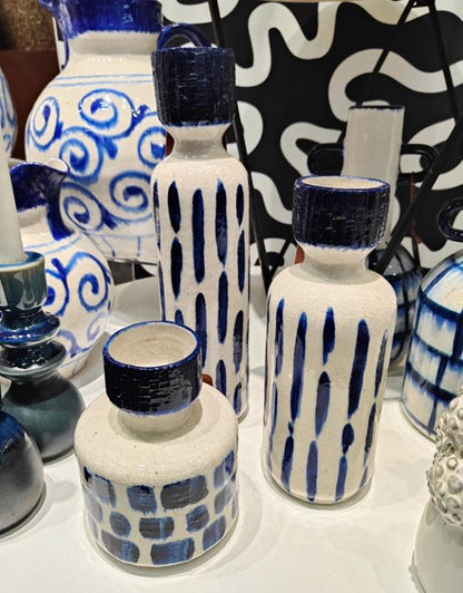 VASE CERAM MOTIF BLEU 11,8X15,5CM