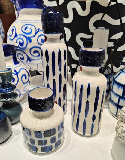 VASE CERAM MOTIF BLEU 9X34.5CM