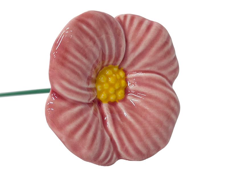 FLEUR CERAMIQUE SUR TIGE ROSE 6,3X18,9CM