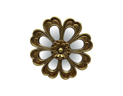 DECO MURALE FLEUR MIROIR DORE 12,3CM