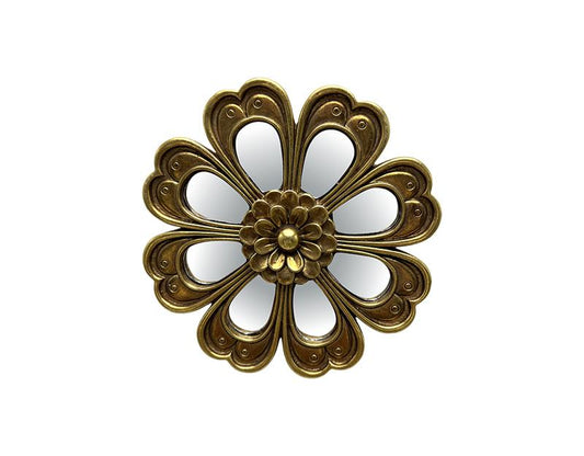 DECO MURALE FLEUR MIROIR DORE 12,3CM