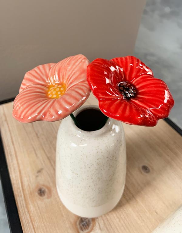 FLEUR CERAMIQUE SUR TIGE ROSE 6,3X18,9CM