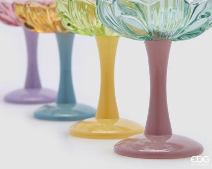 BOUGEOIR EN VERRE FLEUR AVEC PIED H13,5 D11