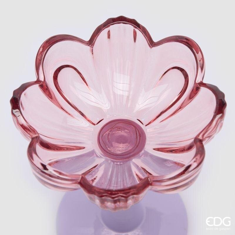BOUGEOIR EN VERRE FLEUR AVEC PIED H13,5 D11