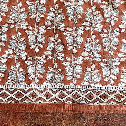 Nappe Alhambra terra, coton imprimé blockprint 140x220cm