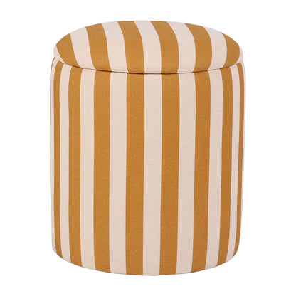 TABOURET COFFRE BELLY CAMEL+ECRU D38XH42.5 COTON