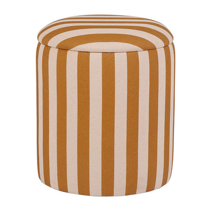 TABOURET COFFRE BELLY CAMEL+ECRU D38XH42.5 COTON