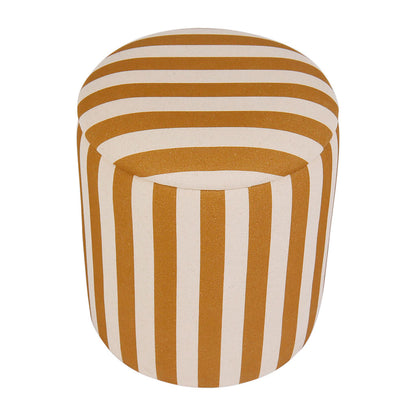 TABOURET COFFRE BELLY CAMEL+ECRU D38XH42.5 COTON