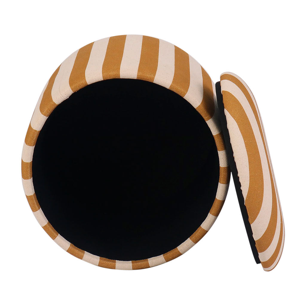 TABOURET COFFRE BELLY CAMEL+ECRU D38XH42.5 COTON